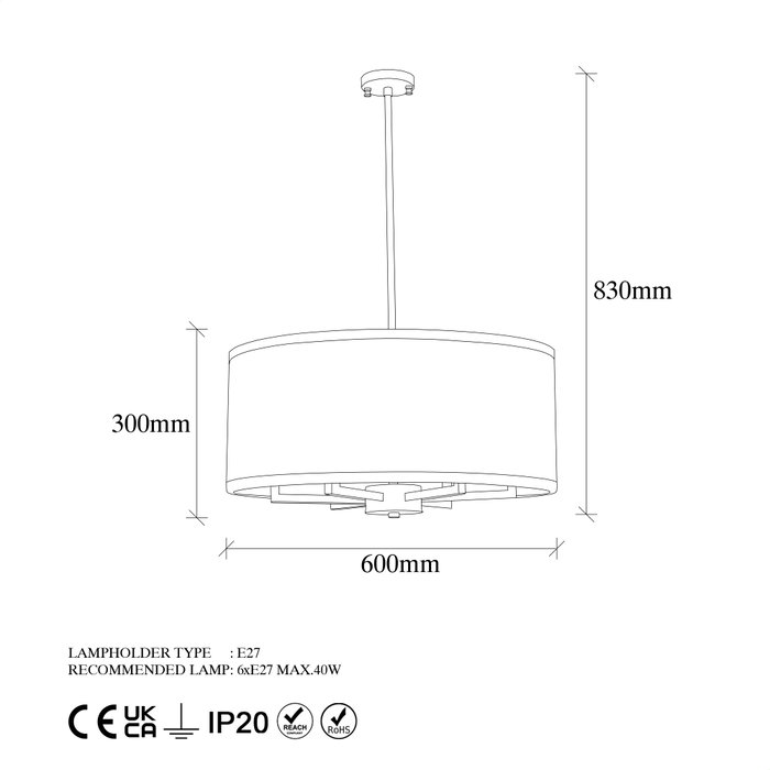 Opviq Way - 11656 Lámpara de araña en blanco y negro